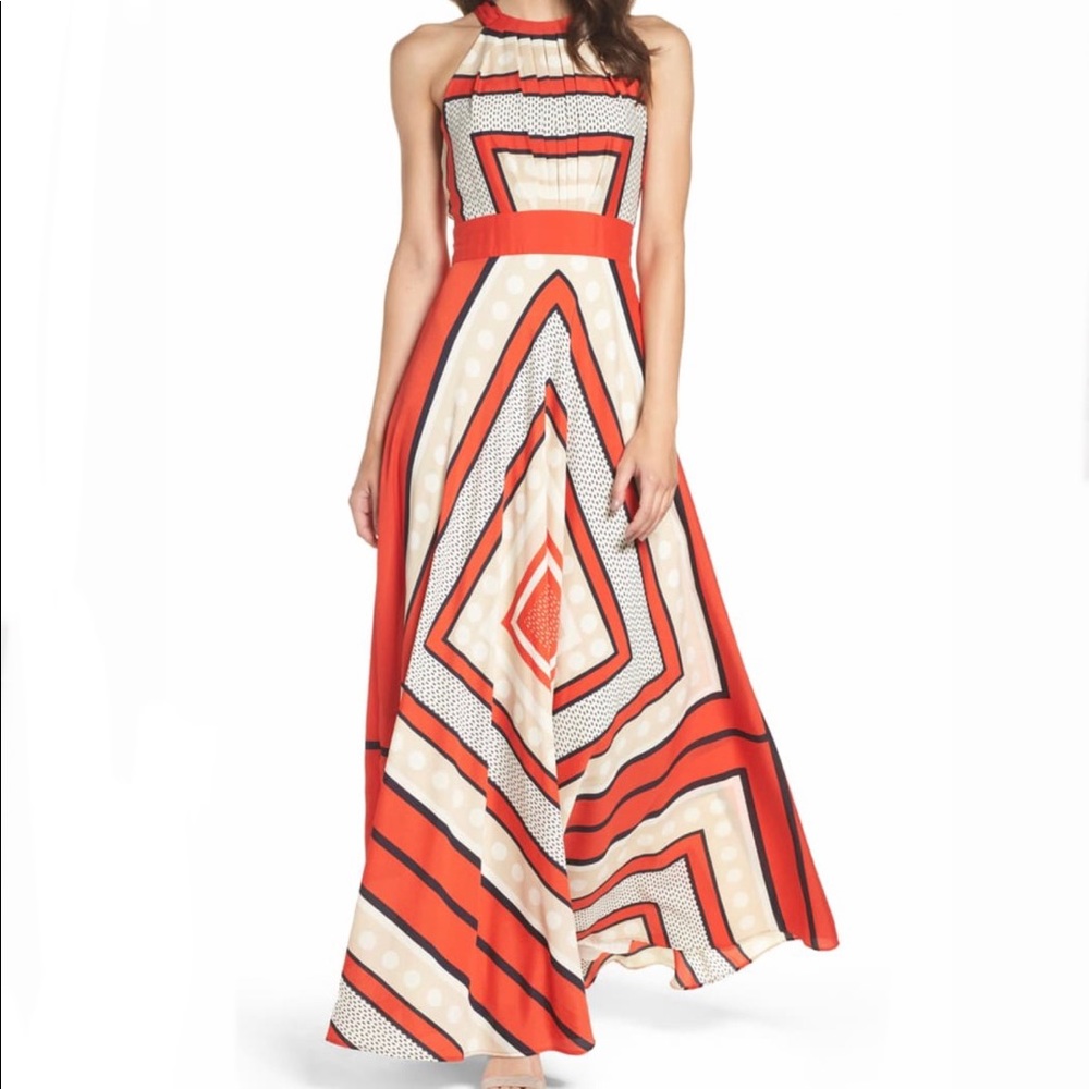 Eliza J Scarf Print Fit & Flare Maxi Dress
